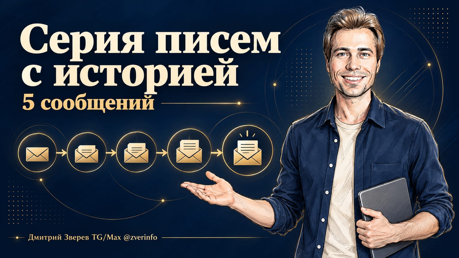 Серия писем с историей - схема из пяти связанных сообщений